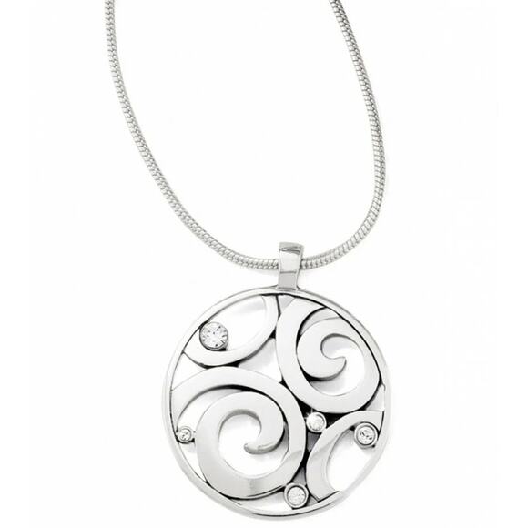 BRIGHTON JN1492 LONDON GROOVE NECKLACE  Pendant Swarovskl Silver Scroll - Picture 1 of 5